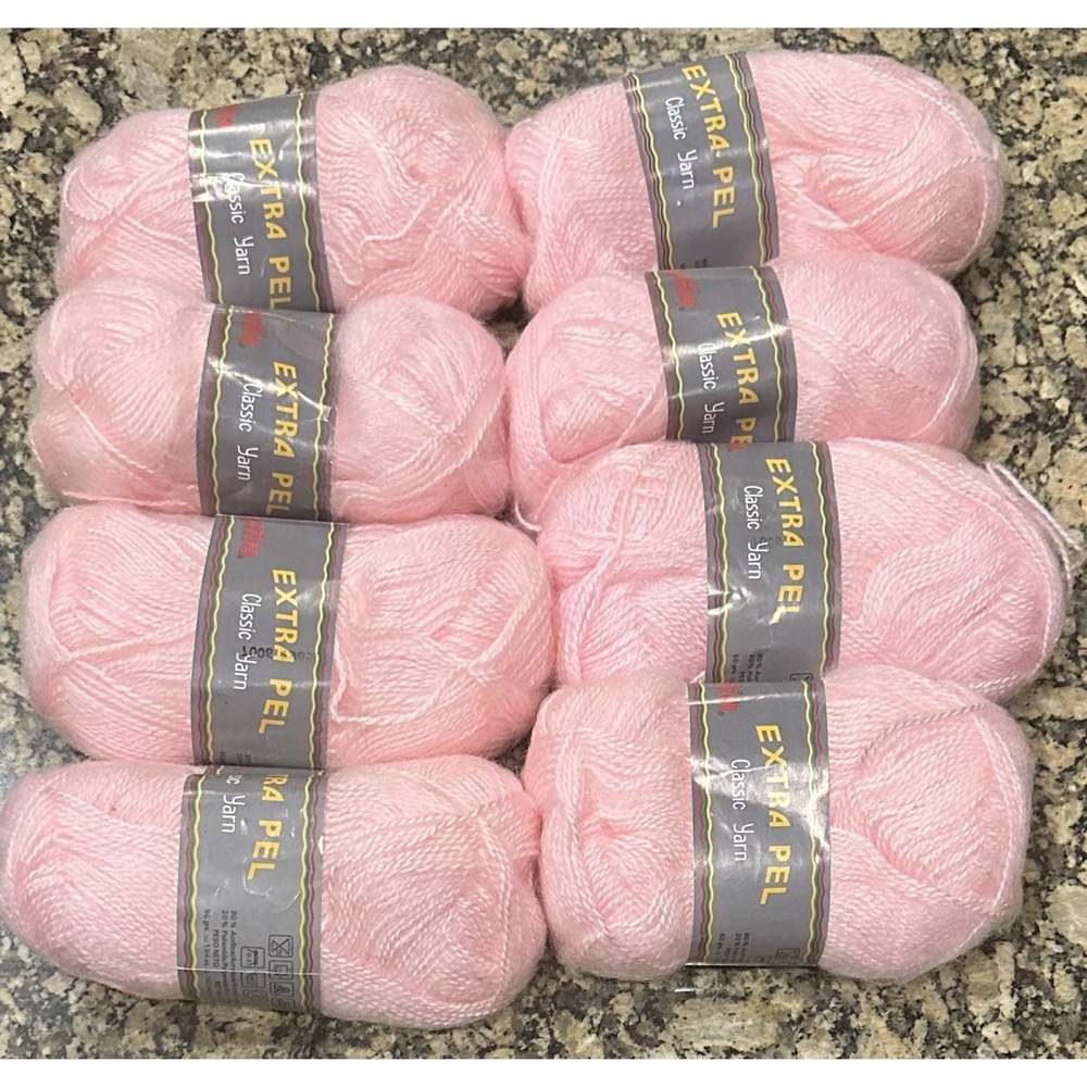 Katina Extra Pel‎ Classic Yarn Knit Blend Pink 7006 Lot of 8 New